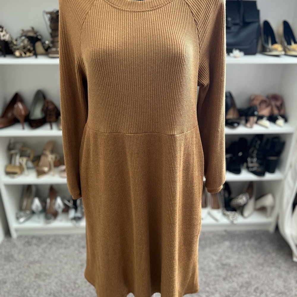 DownEast Mustard Long Sleeve Dress with Pockets / Size L